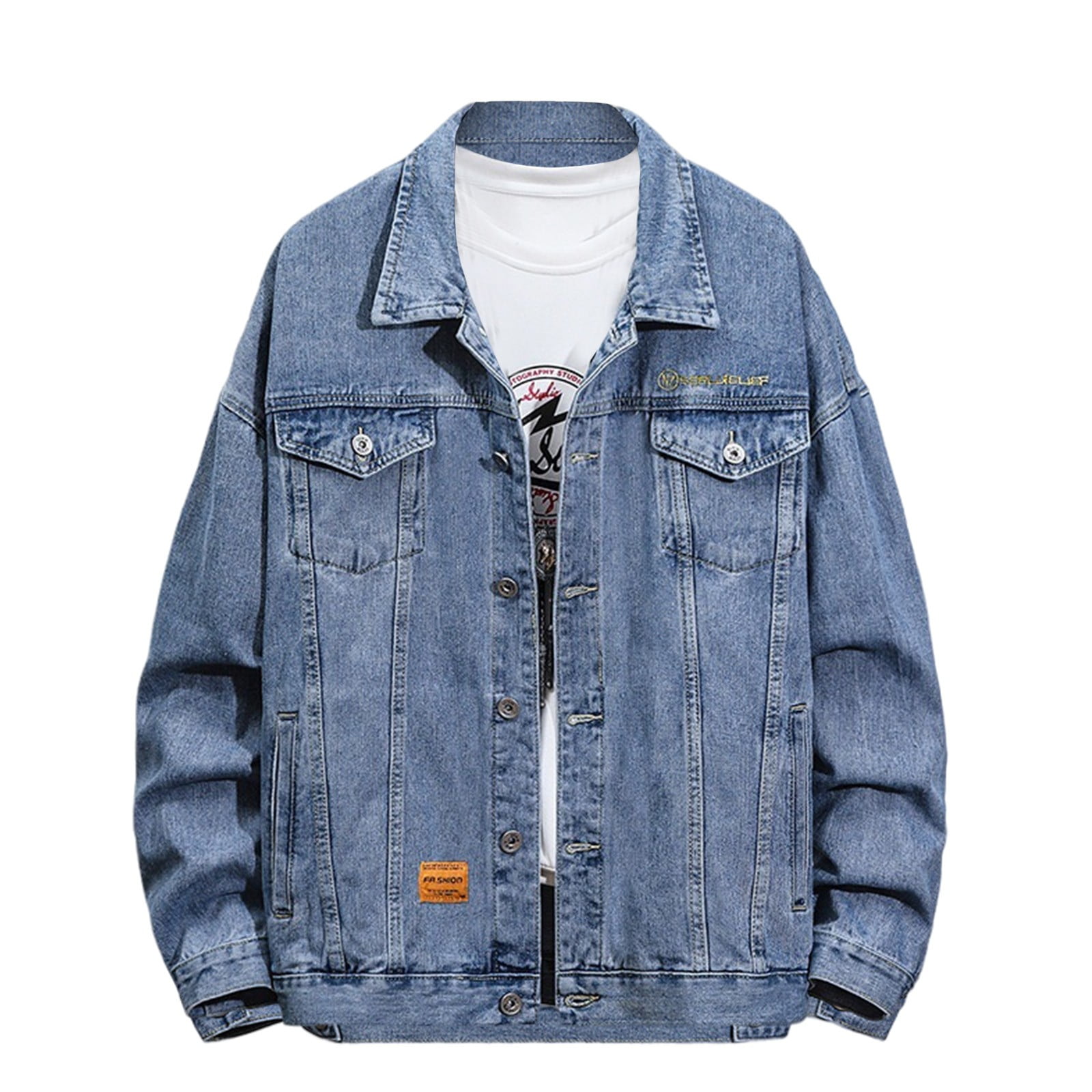 Cathalem Adult Coat Male Coats Chore Jacket and Autumn Fashion Leisure Solid Color Buckle Lapel