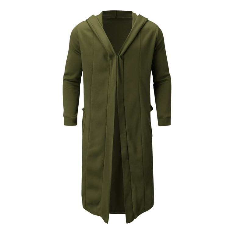 Cathalem Adult Coat Male Coats Men Nice Jackets Winter Coats Jacket Solid Color Long sleeved Coat Pullover Long Big and Tall Casual Green XXL Walmart