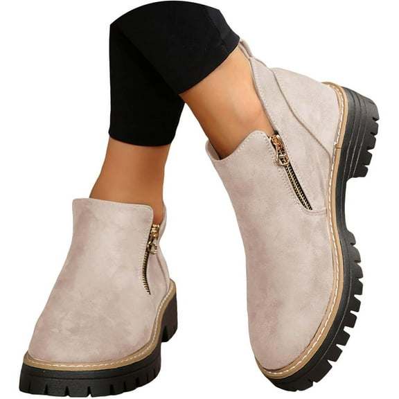 Cathalem Ankle Boots for Women Low Heel,Women's Ankle Boots Chunky Heels Platform Heeled Short Booties Shoes Walking Outdoor Fall Boot for Women 2025 with anti slip Outsole