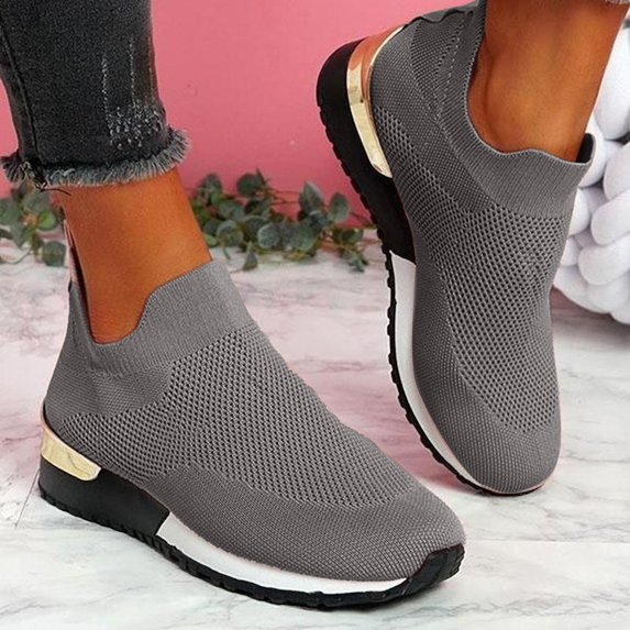 Cathalem Athletic Sneakers Women Sneaker for Women Women's Athletic Walking Shoes Stretch Cloth Casual Mesh-Comfortable Work Sneakers (Grey,7.5)