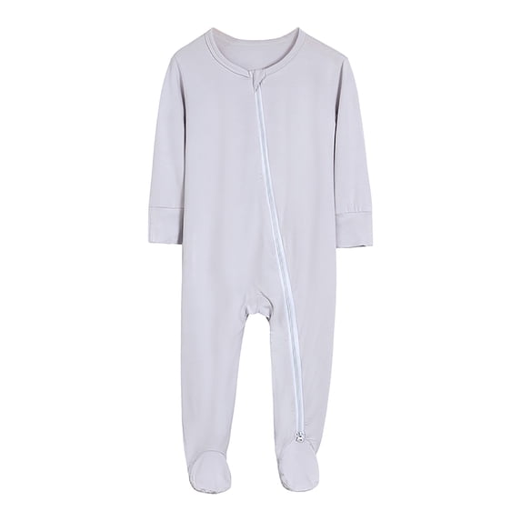 Cathalem Pajamas Baby Boys & Girls, Onesie with Mitten Long Sleeve Footed Pjs Light Gray 18-24 Months