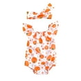 thumbnail image 1 of Cathalem Baby Girl Clothes Cotton Bubble Romper Floral Bodysuits Infant Outfit Set (Orange,0-3 Months), 1 of 7