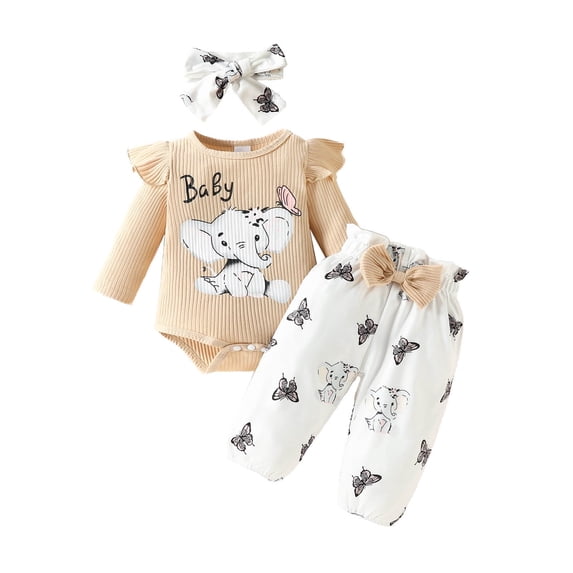 Cathalem Baby Girl Outfit Set, 3-Piece (White,0-3 Months)