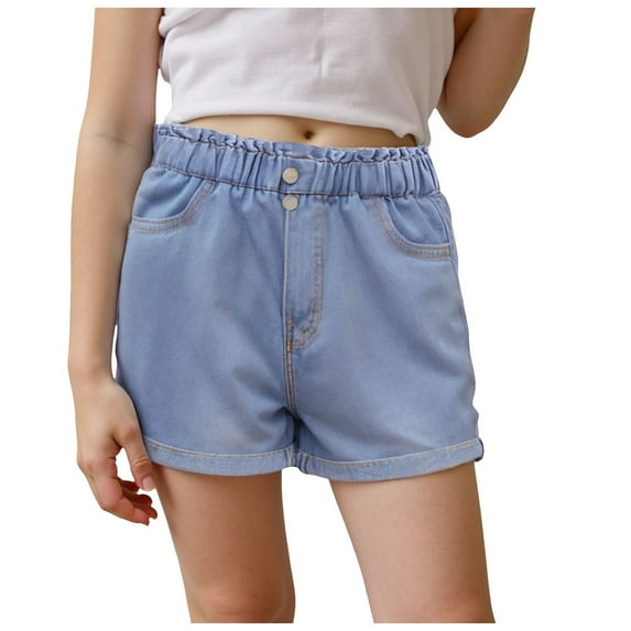 Cathalem Baby Girl Shorts Girls Summer Casual Denim Shorts High Waisted Casuals Shorts (Blue,5-6 Years)