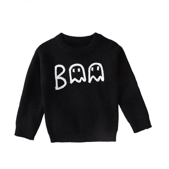 Cathalem Baby Halloween Sweater Pumpkin Embroidery Crewneck Knit Sweatshirt Pullover Tops Toddler Boy Girl Fall Winter Clothes Black 12-18 Months