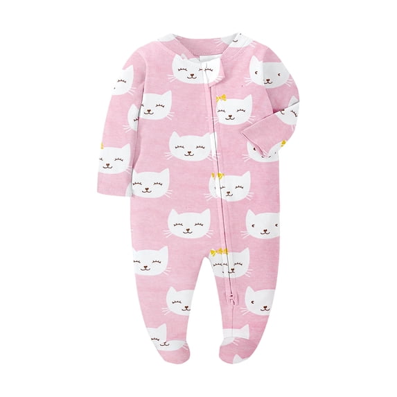 Cathalem Baby One-Piece Footies Rompers Pajamas Cotton Footed Pjs Play Boys Girls Pink 6-12 Months