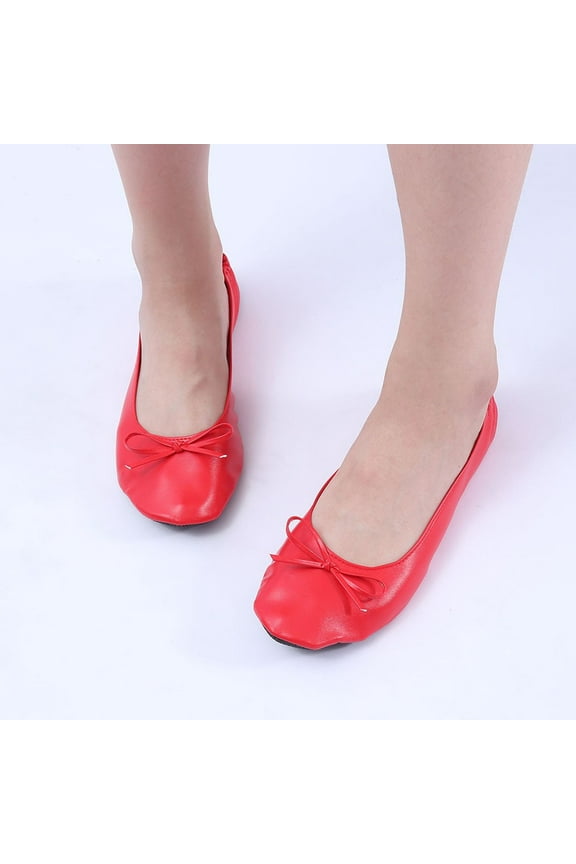 Ballet Shoes Foldable Flat Dance Shoes Party Roll Travel Slipper Women Portable House Slippers for Women Washable Red 10.5