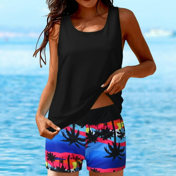 Cathalem Bathing Suit Skirt Bottoms for Women Swimsuits For Women 3 Piece Bathing Suits Swim Tank Top Water Aerobics Swimsuits Underwear Black XX-Large
