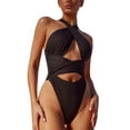 thumbnail image 1 of Cathalem Bathing Suit for Women -Modest 1 Piece Bathing Suit Beach Outfit Sexy Sport Swim Suits (Black,M), 1 of 4