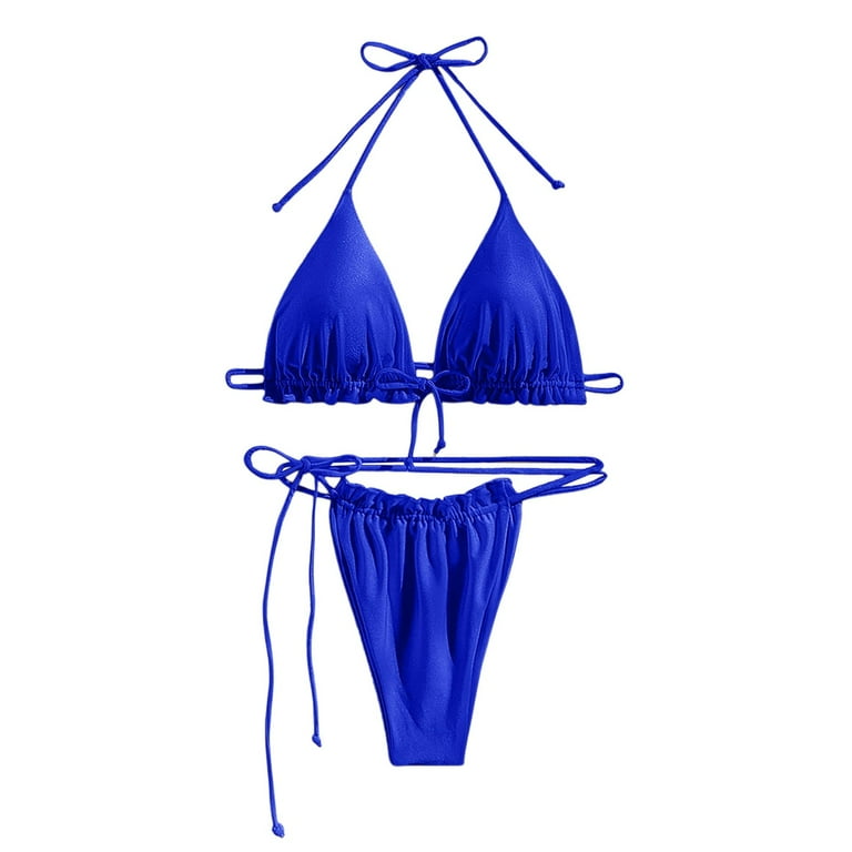 Cathalem Bathing Suit for Women Womens Bikini Sets Two Piece Bathing Suits Bikini Swimsuits Blue L Women s Size Large