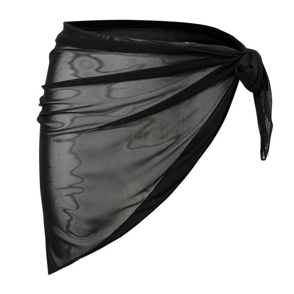 Cathalem Beach Vacation Clothes for Women Wrap Skirt Sheer Bikini Swimsuit Cover Ups for Swimwear (Black,One Size)