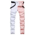 thumbnail image 1 of Cathalem Big And Tall Jeans for Men Baggy Fit Men's Regular Fit Straight Leg Jeans Casual Denim Pants Lightweight Jean(Pink,36), 1 of 3