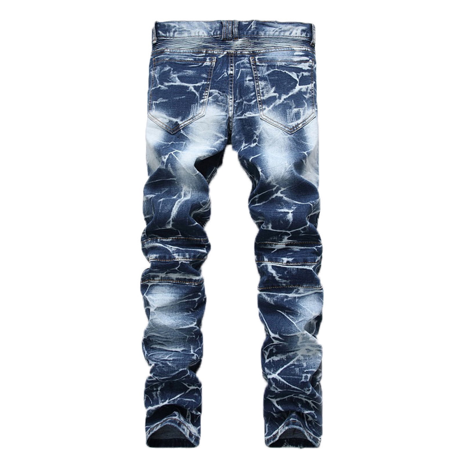 Ripped Jeans for Men Slim Fit Distressed Denim Pants Fashion