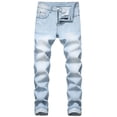 thumbnail image 1 of Cathalem Big And Tall Jeans for Men Men's Stacked Jeans Slim Fit Ripped Jeans Straight Denim Pants Hip Hop Trouser Streetwear(Blue,34), 1 of 1