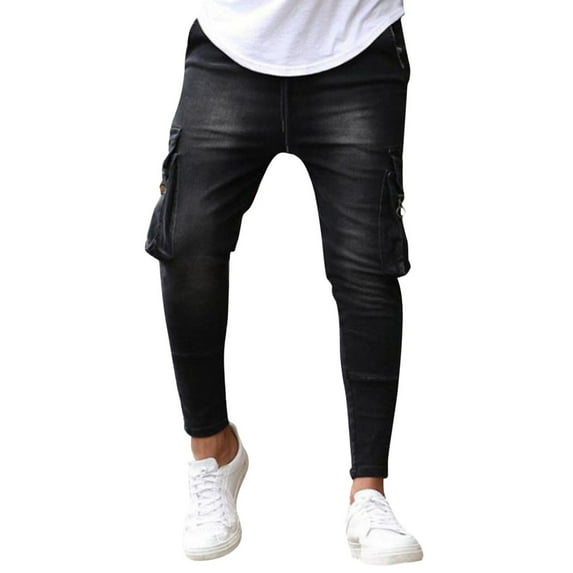 Cathalem Big And Tall Jeans for Men Men's Streetwear Jeans Casual High Waisted Wide Leg Baggy Denim Pants(Black,XXXL)
