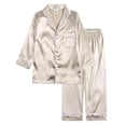 thumbnail image 1 of Cathalem Big Boys Girls Pajamas Sets, Little Girl Boy Satin Silk Sleepwear Suit Blouse Sleep Pants, Children's Christmas Pajama Loungewear,2-3 Years, 1 of 8