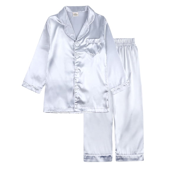 Cathalem Big Boys Girls Pajamas Sets, Little Girl Boy Satin Silk Sleepwear Suit Blouse Sleep Pants, Children's Christmas Pajama Loungewear,2-3 Years