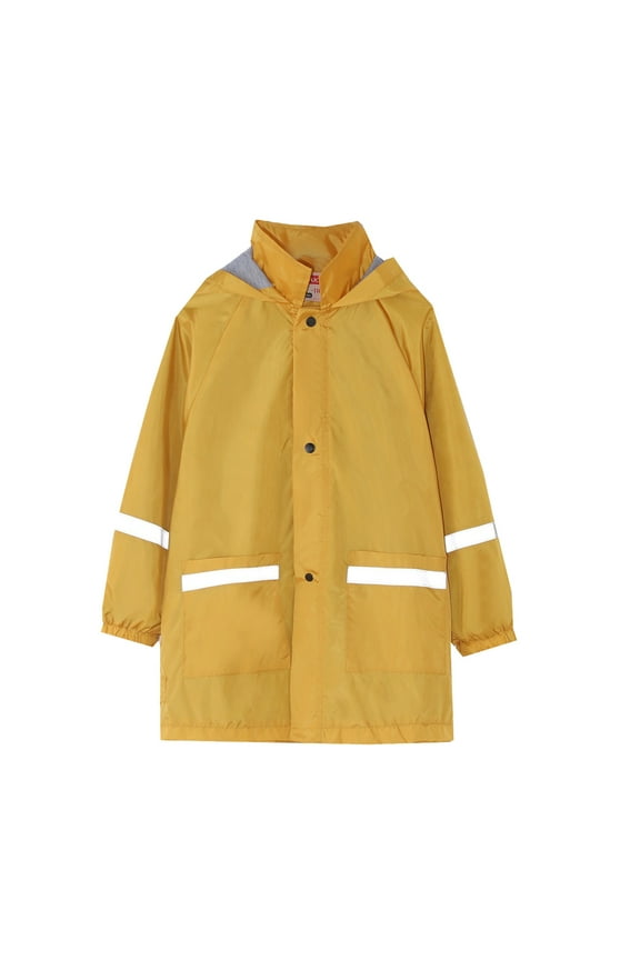 Big Kid Childrenscostume Toddler Coats Rain Slicker Girls Button Rain Jacket Hooded Windproof Raincoat Kids Long Sleeve Hoodie Trench Coats (Yellow, 8 Years)
