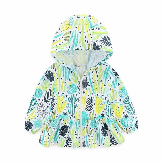Cathalem Big Kid Coat Toddler Coats Girls Glitter Jacket Print Summer Autumn Cute Tops Hooded Coat Clothes Girls Coat Size 6 (Green, 5-6 Years)