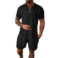 thumbnail image 1 of Cathalem Big and Tall Men 2 Piece Short Sets Outfits Summer Workout Shirts for Men Short Sleeve Athletic Gym Active T Shirt Moisture Wicking(Black,XL), 1 of 5