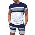 thumbnail image 1 of Cathalem Big and Tall Summer Outfits for Men Men's 2 Piece Short Sleeve Tee Shorts Set(White,XL), 1 of 5
