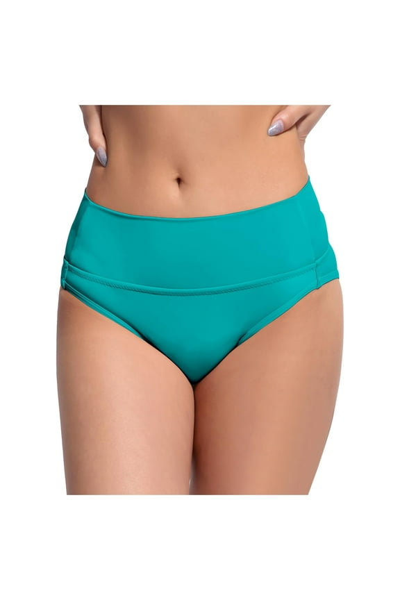 Bikini Bottoms for Women Mid Rise Full Coverage Bathing Suit Swimsuit Basic Swim Briefs (Mint Green,L)