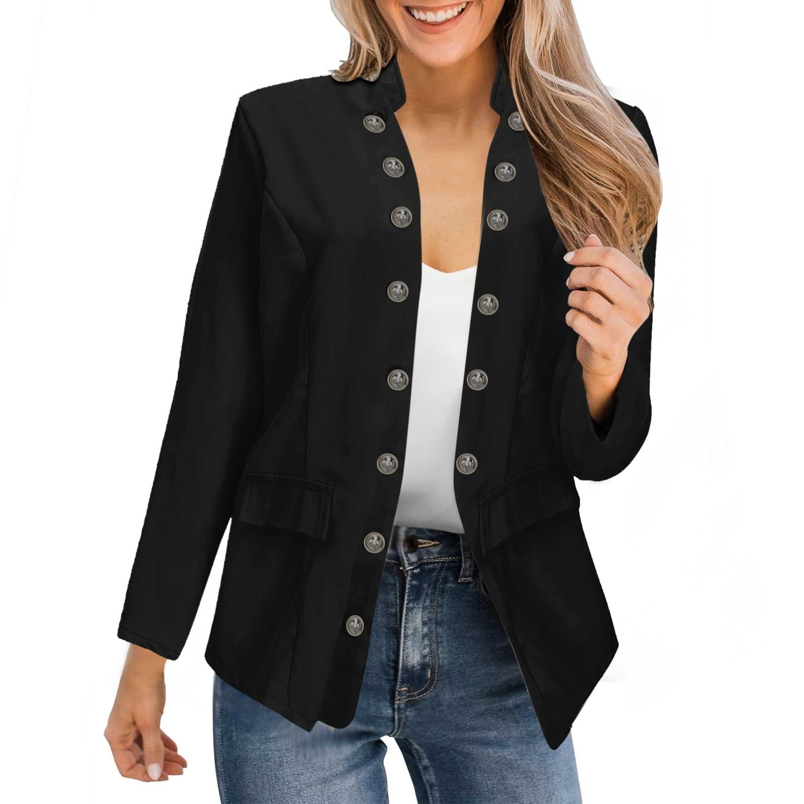 Blazer Femme Slim Fit Manches Longues - Veste Tailleur Chic Élégante Couleur Unie Pour Bureau Et Affaires