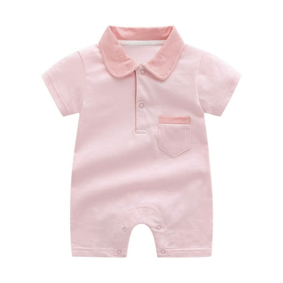 Cathalem Boy Baby Clothes Baby Boy Short Sleeve Romper (Pink,0-3 Months)