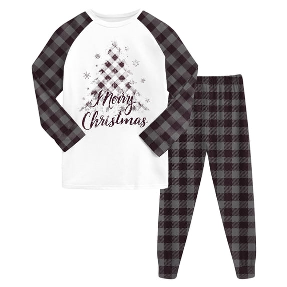 Cathalem Boys/Girls Christmas Pajamas Holiday Pjs Kids Santa Long Sleeve Sleepwear Dark Gray 4-5 Years