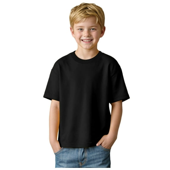 Cathalem Boys Girls Cotton Short Sleeve Crewneck T Shirt Casual Solid Color Basic T-Shirts Tops 2-12 Years (Black,3-4 Years)