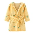 thumbnail image 1 of Cathalem Boys Girls Robes Kids Hooded Sleepwear Soft Fleece Bathrobes Housecoat Gowns Yellow 5-6 Years, 1 of 4