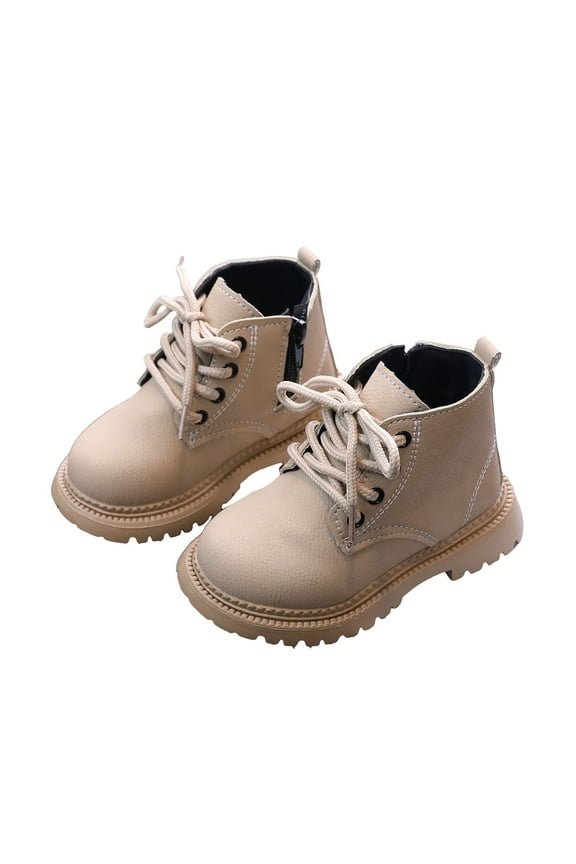 Boys Hiking Boots Boys Boots Toddler Kids Work Boots Outdoor Casual Zipper Ankle Boots(Toddler/Little Kid) (Beige,25)