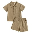 thumbnail image 1 of Cathalem Boys Outfits Infant Toddler Baby Boy Summer T Shirt Shorts Outfits Short Sleeve Tee Tops Clothes Set (Coffee,110), 1 of 7