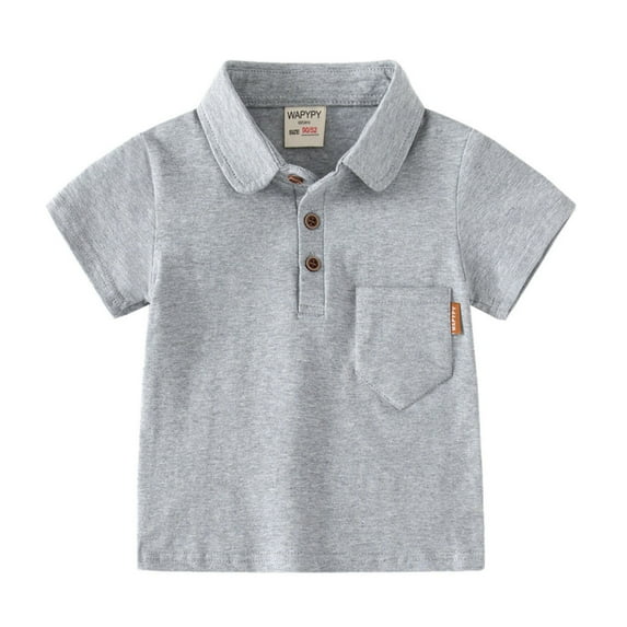 Cathalem Boys Polo Shirt Boys' Short-Sleeved Polo Shirts with Cool Patterns (Grey,5-6 Years)