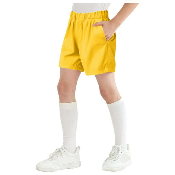 Cathalem Boys Shorts Athletic Boy's Basketball Shorts Youth Boy's Active Athletic Performance Shorts with Pockets Moisture Wicking Shorts for Boys (Yellow,18-24 Months)