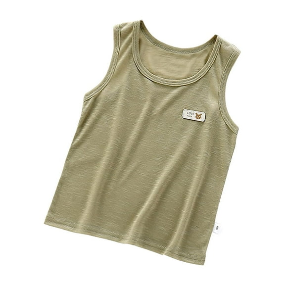 Cathalem Boys Tank Tops Boy's Sleeveless Crew Neck Casual Solid Tank Top (Green,2-3 Years)