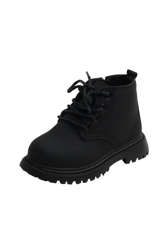 Boys Work Boots Newborn Infant Baby Girls Boys Warm Fleece Winter Booties First Walkers Slippers Shoes (Black,28)