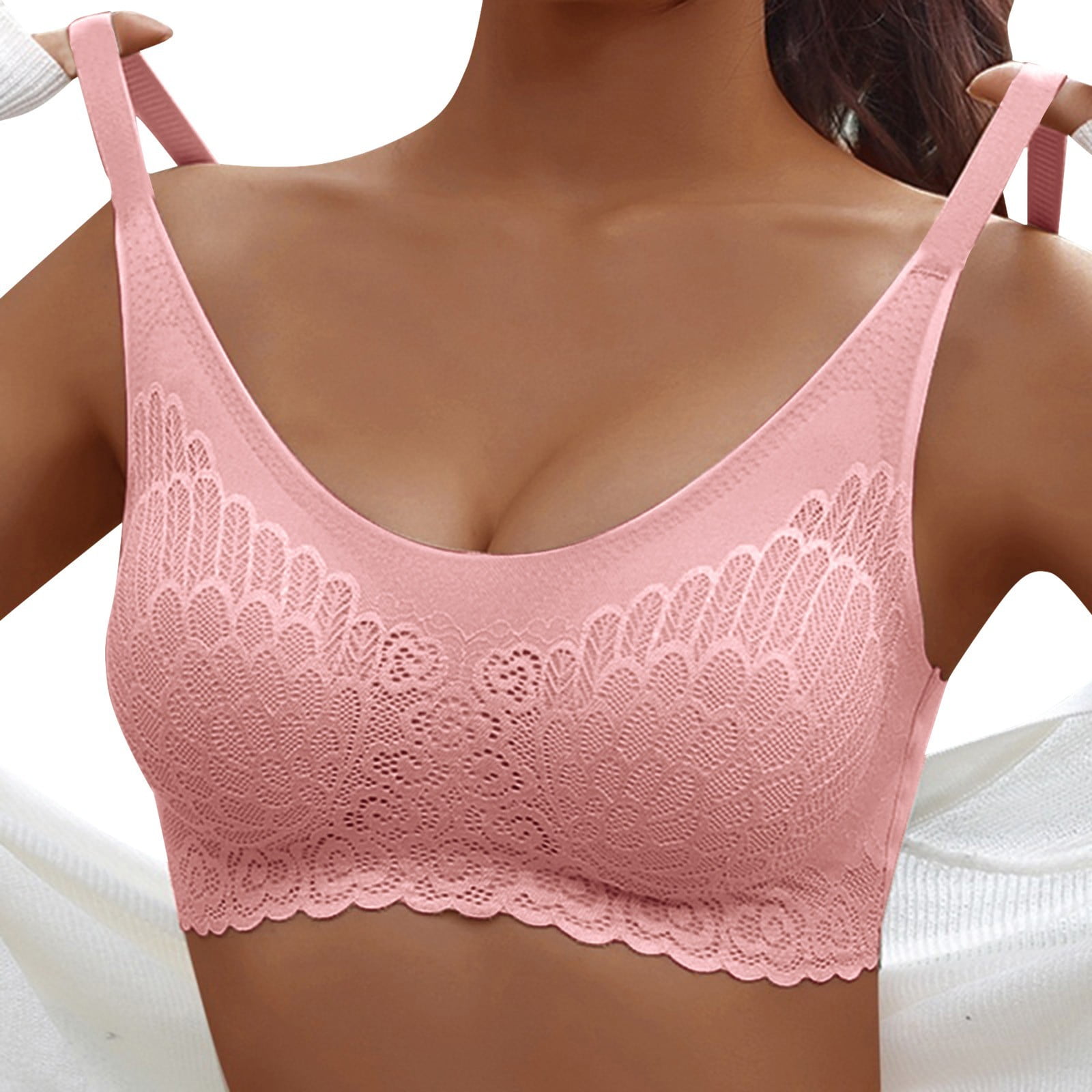 Lopecy-Sta Woman Sexy Ladies Bra without Steel Rings Medium Cup Large Size  Breathable Gathered Underwear Daily Bra without Steel Ring Deals Clearance