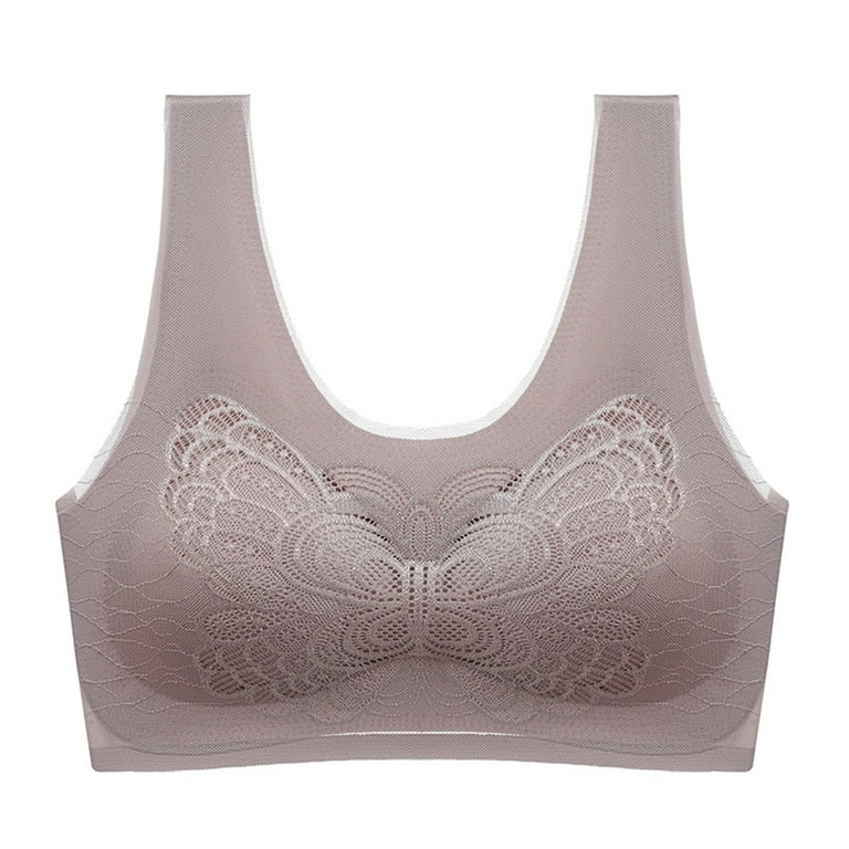 Cathalem Padded Sports Bras for Women Push Up Padded Unlined,Beige