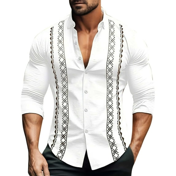 Cathalem Button Down Shirt Men Men's Shirts Long Sleeve Business Casual Button Down Shirt(White,L)