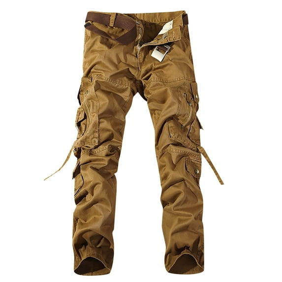 Cathalem Cargo Pants for Men Joggers Jeans Men's Baggy Cargo Pants Trendy Casual Pant Loose Fit Joggers with Pockets(Yellow,30)