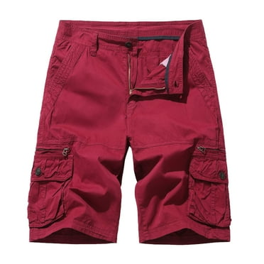 Cathalem Cargo Shorts Men Big and Tall Cargo Shorts for Men Casual Work Hiking Baggy Shorts Fit Sports Outdoor with Multi Pockets(Red,M)