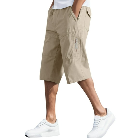 Cathalem Cargo Shorts Men Slim Fit Mens Cargo Shorts Casual Hiking Outdoor SweatShorts with Pockets(Yellow,XXXL)