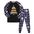 thumbnail image 1 of Cathalem Christmas Pajamas Matching Sets, Xmas Pjs Sets Graphic Print Plaid Sleepwear Outfits Purple 8-9 Years, 1 of 6