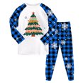 thumbnail image 1 of Cathalem Christmas Pajamas Matching Sets, Xmas Pjs Sets Graphic Print Plaid Sleepwear Outfits Sky Blue 3-4 Years, 1 of 6