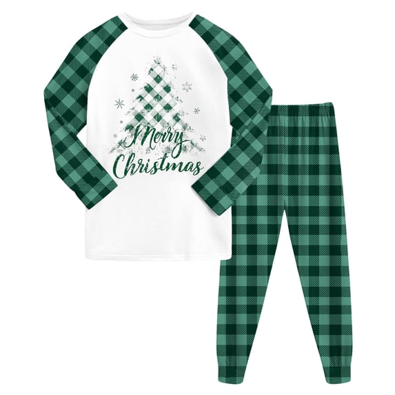 Cathalem Christmas pajamas matching set Kids pjs Girls/Boys Comfy sleepwear Green 6-7 Years