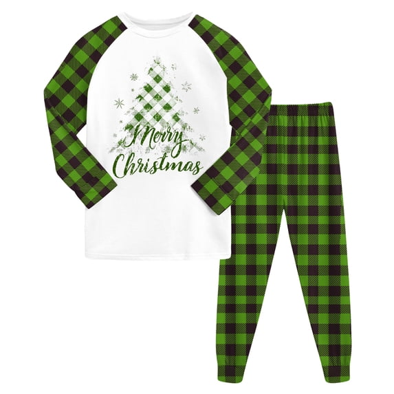 Cathalem Christmas pajamas matching set Kids pjs Girls/Boys Comfy sleepwear Light Green 5-6 Years