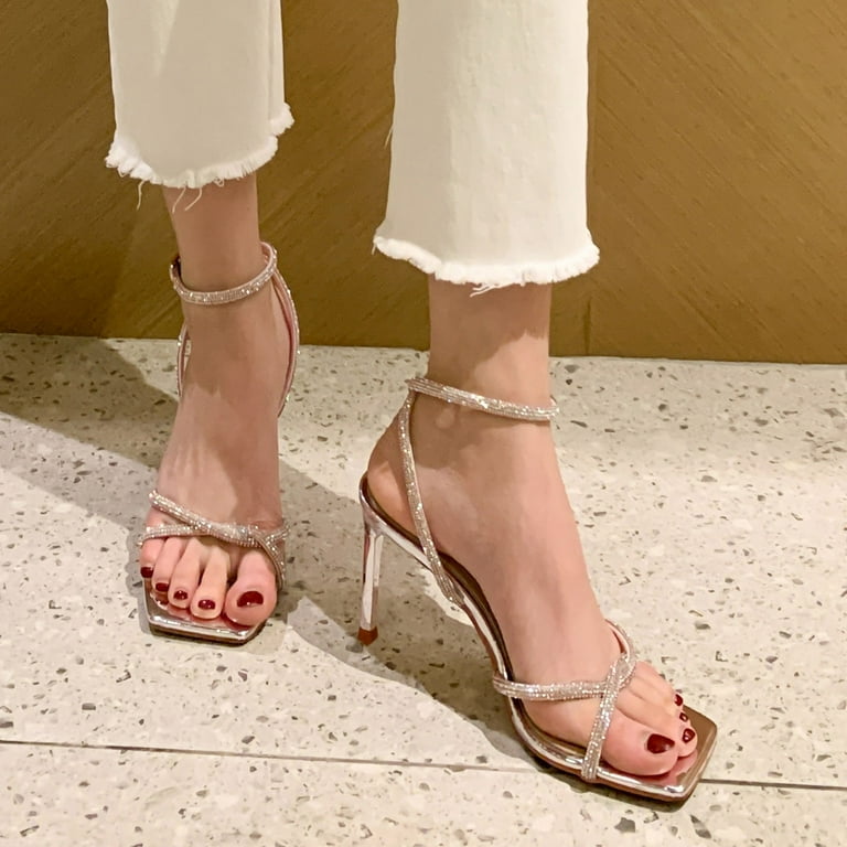 Clear two strap outlet heels