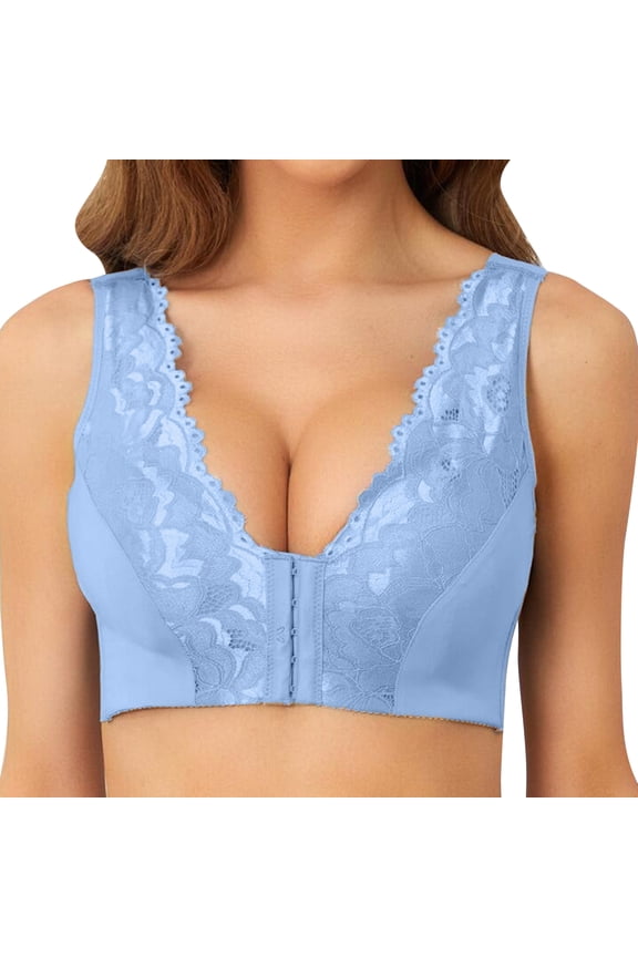 Comfort Bra, Bra with Full Coverage, Push-Up Bra with Natural Lift, Comfortable Bra Wemon's Comfortable Bras(Blue,XXXL)