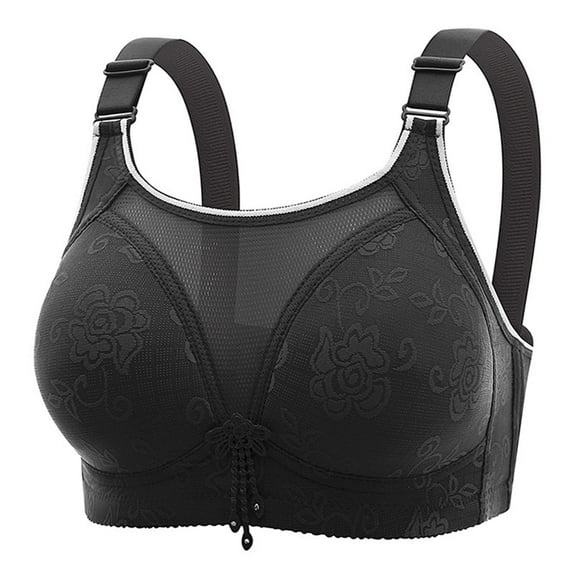 Cathalem Comfortable Bras for Women With Support Plus Size Comfort Breathable Full Coverage Padded Bralette Soft Everyday Bra(Black,44)